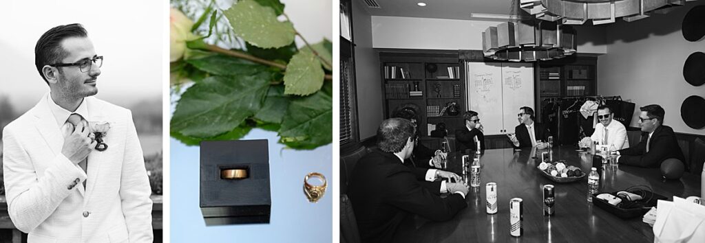 groom and groomsmen Snoqualmie Washington wedding indoor wedding venue