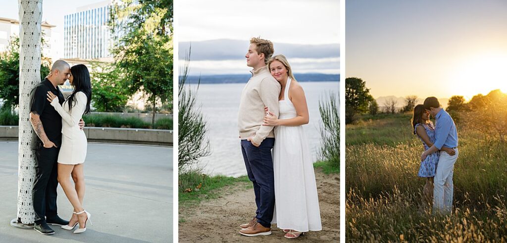 traditional romantic engagement poses for couples