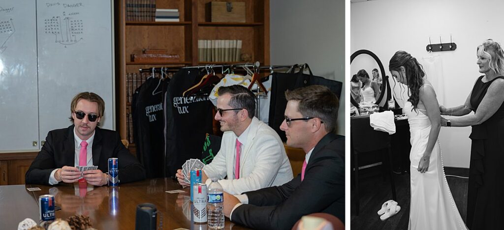 getting ready for wedding at indoor Snoqualmie venue