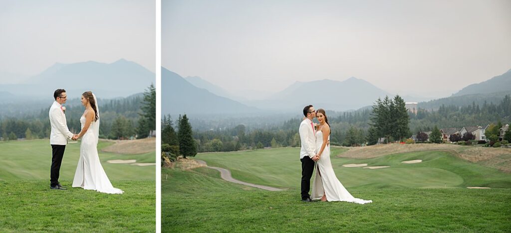The Club at Snoqualmie Ridge wedding venue bride and groom portraits