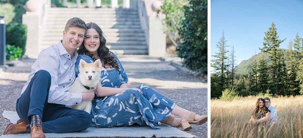 sitting poses for engagement couples