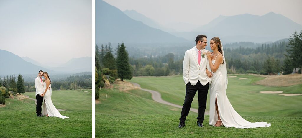 The Club at Snoqualmie Ridge wedding venue bride and groom portraits