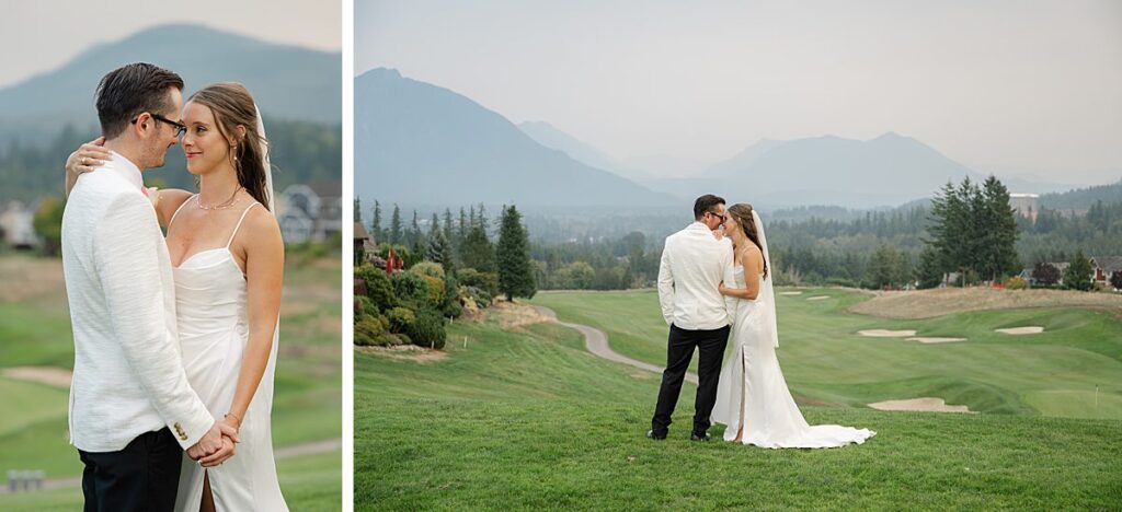 The Club at Snoqualmie Ridge wedding venue bride and groom portraits