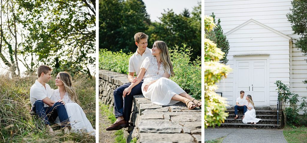 sitting poses for engagement couples discovery park seattle