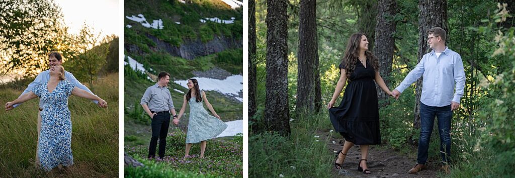 playful and candid engagement poses for couples in the pnw
