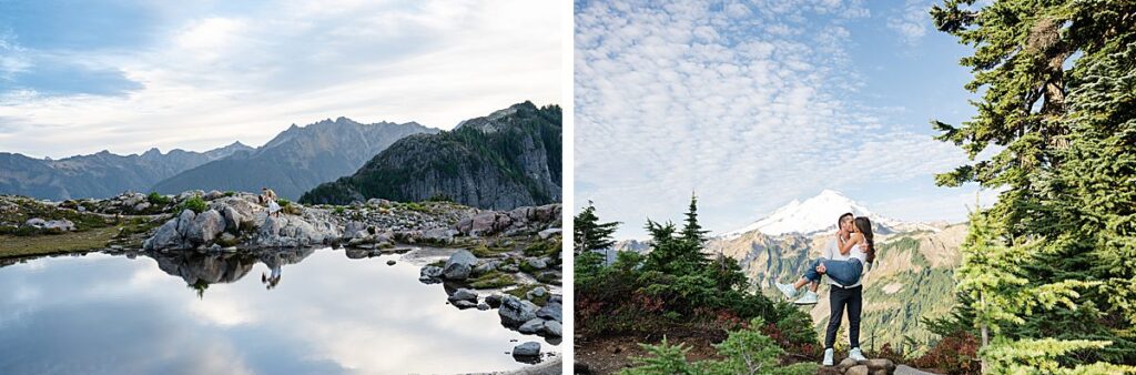 playful and candid engagement poses for couples mount baker
