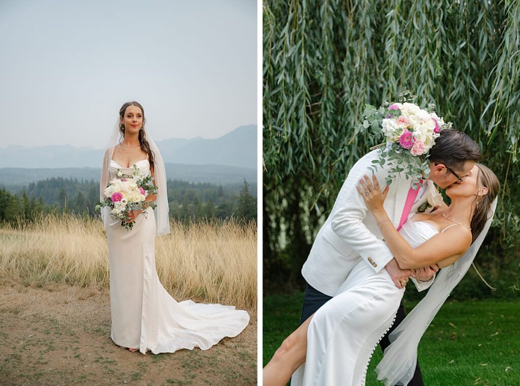 The Club at Snoqualmie Ridge wedding couple portraits on golf course