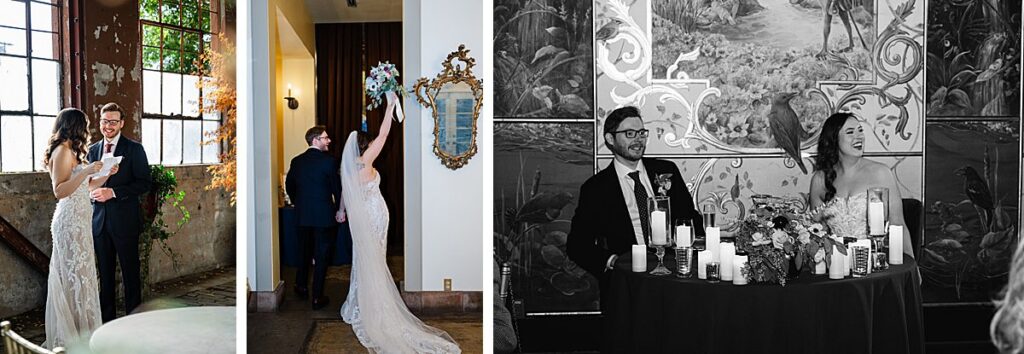 wedding bride and groom at the ruins venue Seattle