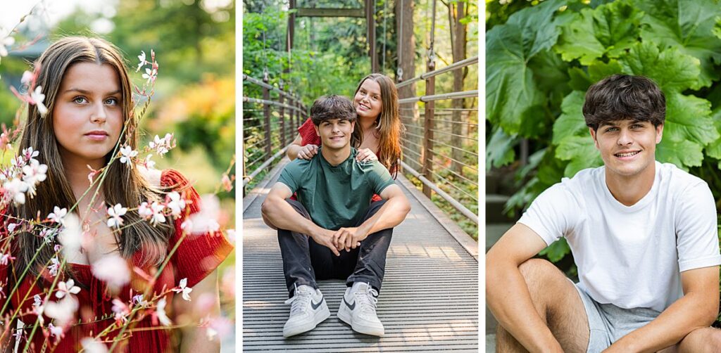 issaquah high school senior twin brother and sister at botanical garden