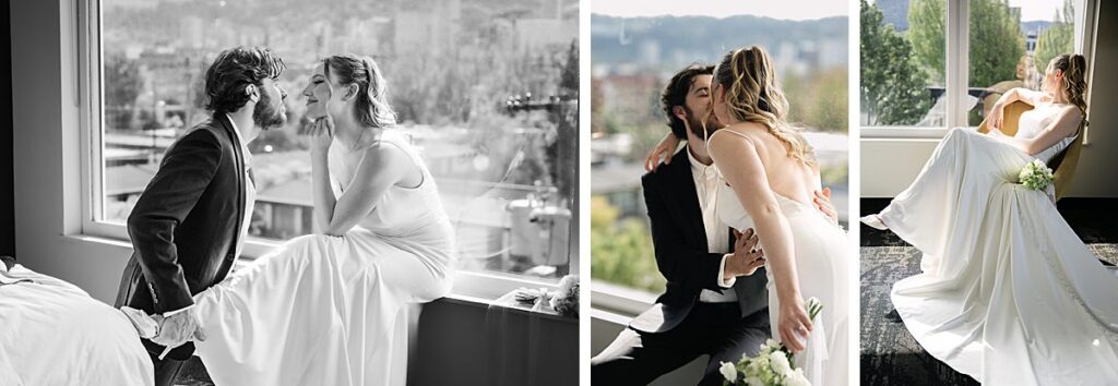 documentary wedding bride and groom hotel room