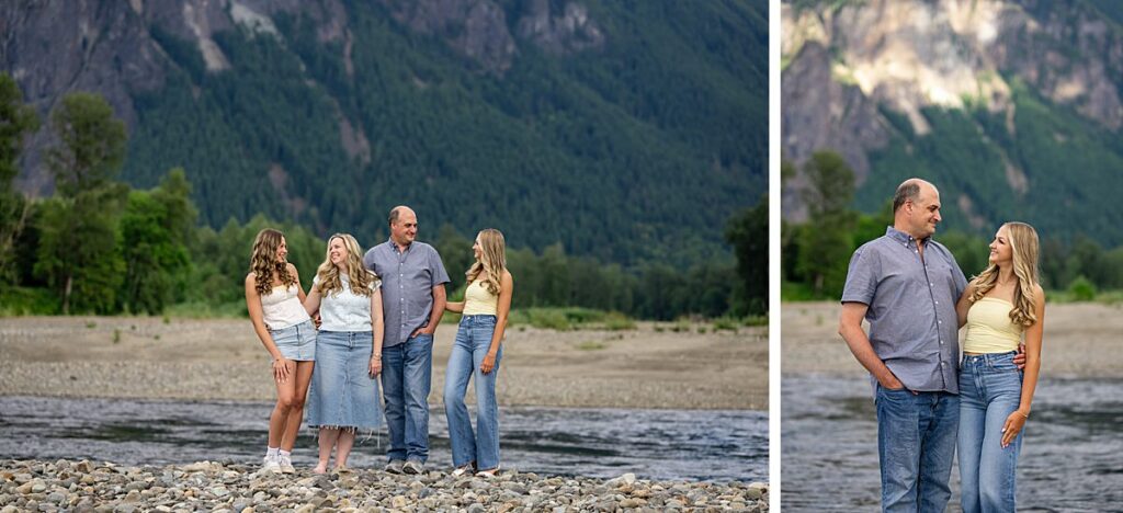 Issaquah high school senior and family at mountain river summer