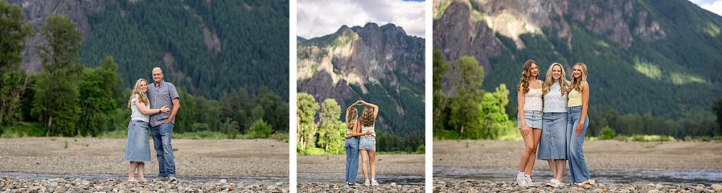 Issaquah high school senior and family at mountain river summer