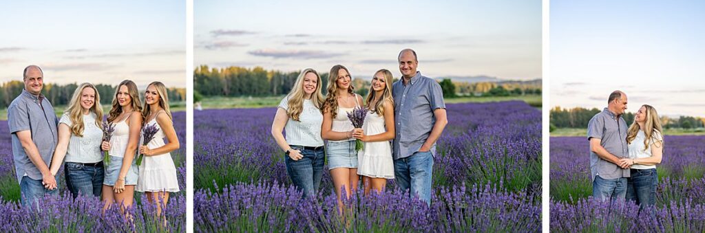 Issaquah high school senior and family at woodinville lavender farm
