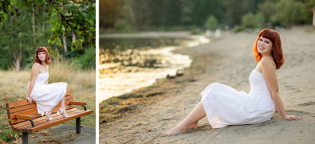 kirkland senior portraits on lake washington at the beach