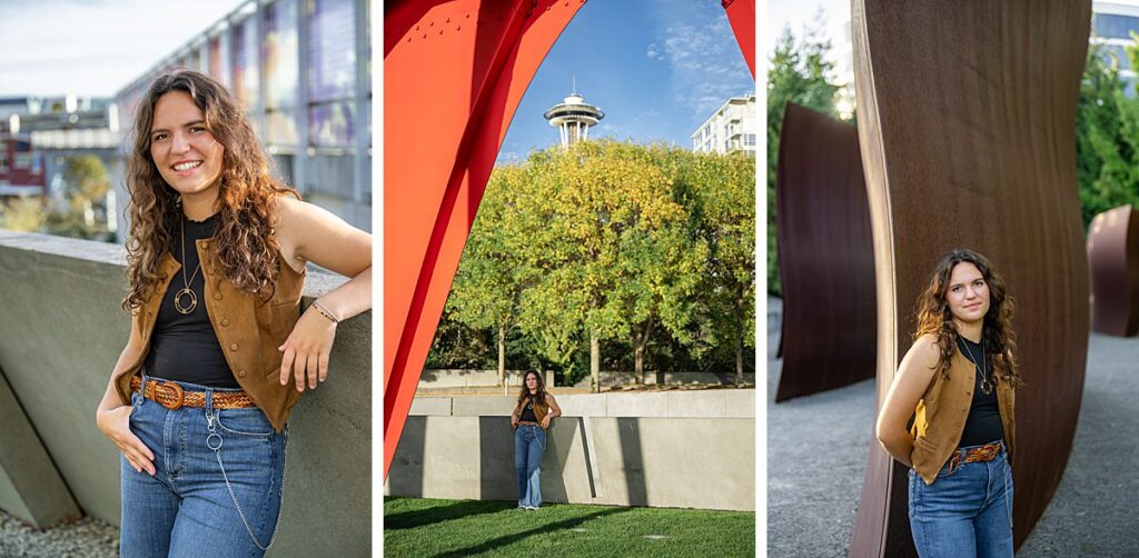 Olympic Sculpture Park senior girl portraits with space needle