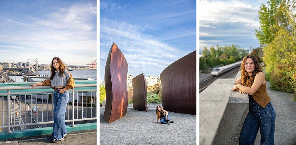 Seattle waterfront and sculpture park senior girl