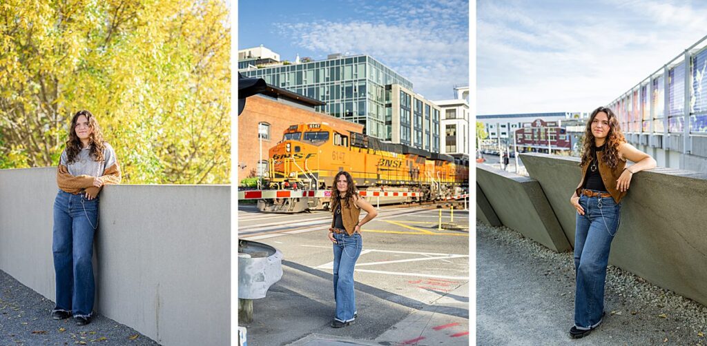 Seattle train and sculpture park senior girl