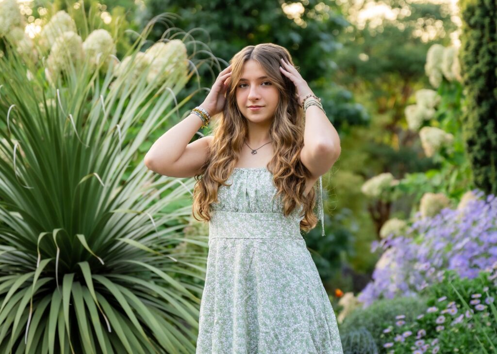 bellevue botanical garden senior girl in dress