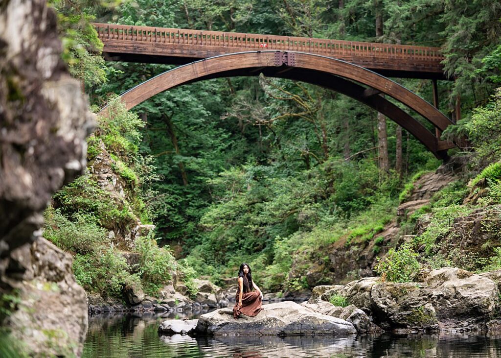 high school senior girl at Moulton Falls 