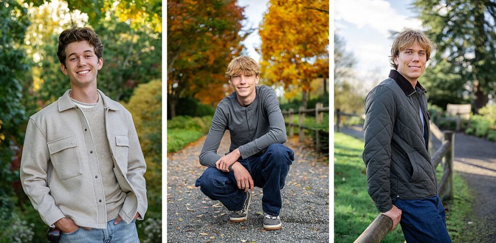 bellevue botanical garden high school senior boy poses