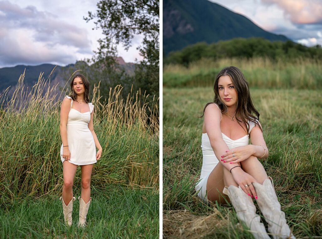 mount si park senior girl white dress