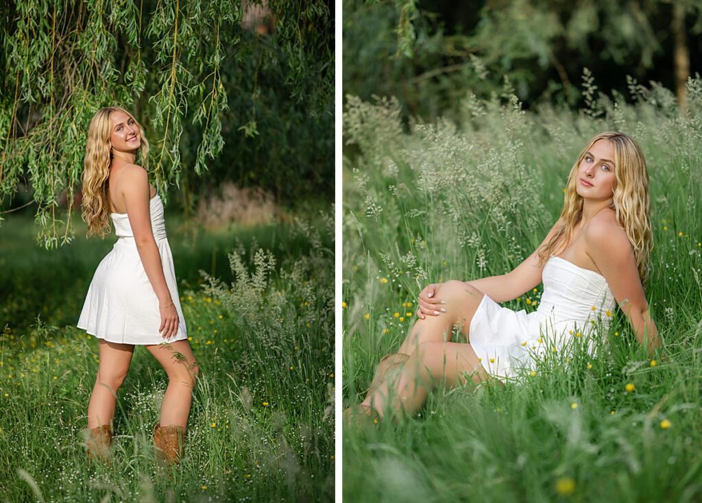 kirkland park senior girl white dress spring
