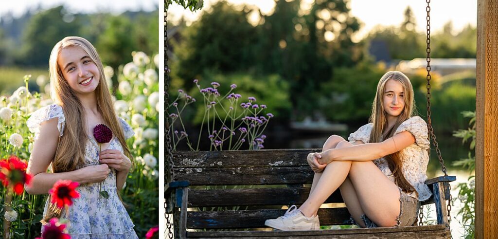 high school senior snohomish washington flower garden