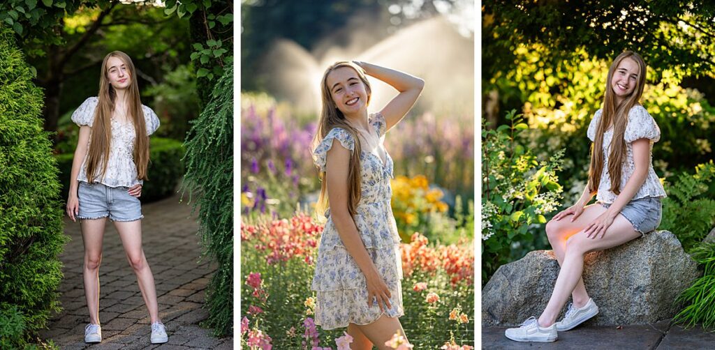 high school senior summer photoshoot snohomish washington flower garden