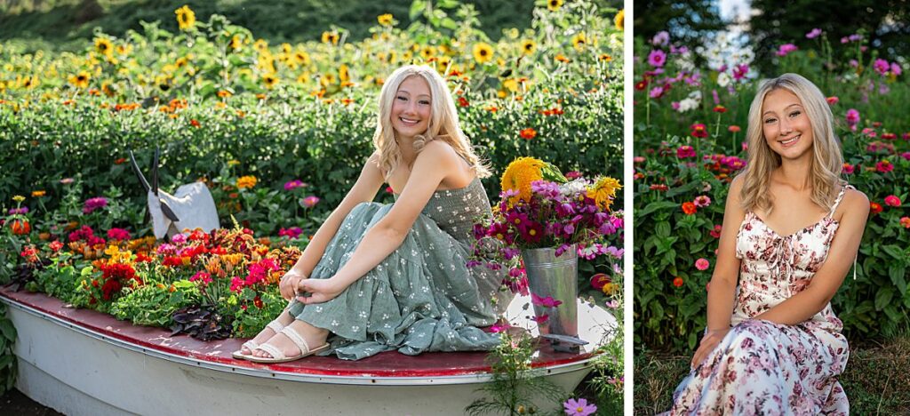 snohomish flower farm senior girl in dress
