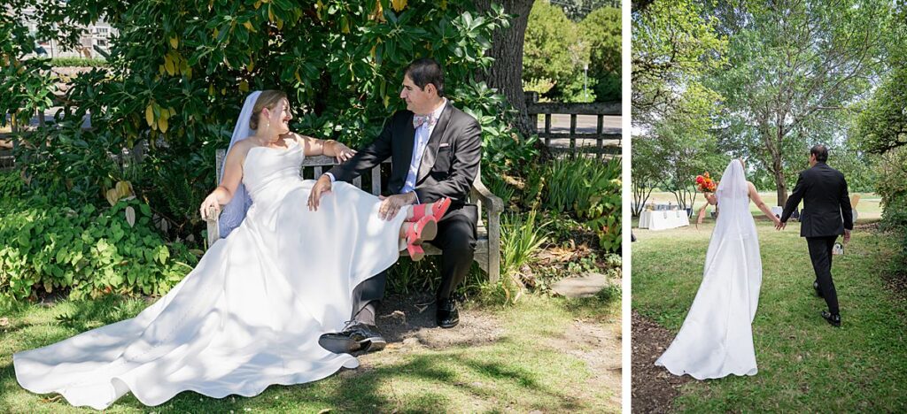 uw center for urban horticulture bride and groom in gardens